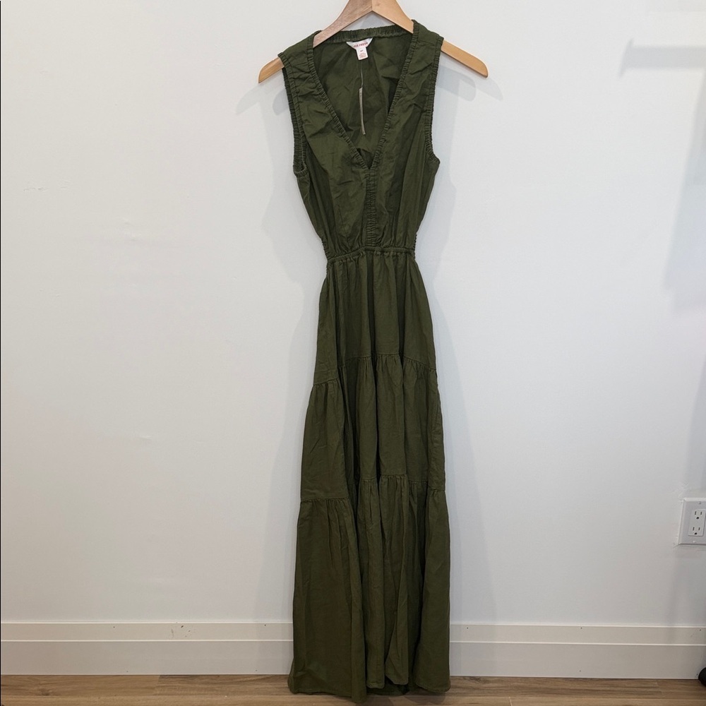 Joe Fresh Olive Green Sleeveless Linen Blend Maxi Dress size small